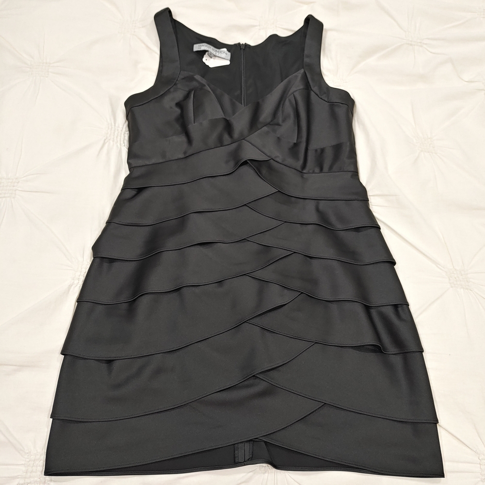 Maggy London For Melanie Lyne Black Layered Cocktail Dress. Size 1w